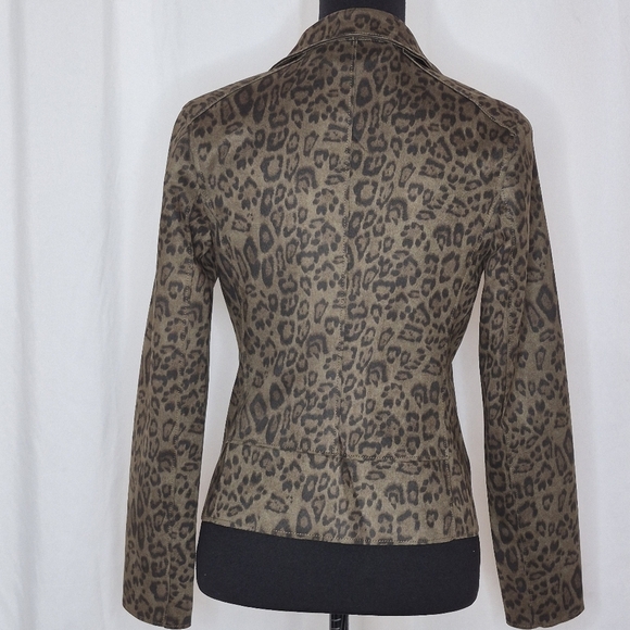 Catherine Malandrino Faux Leather Leopard Print Asymmetric Zip Jacket - Size XS - Picture 7 of 15
